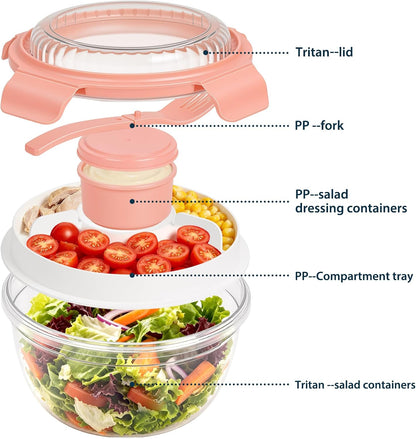 Salad Lunch Container To Go, 2 Packs 52-oz Salad Bowls to go for lunch