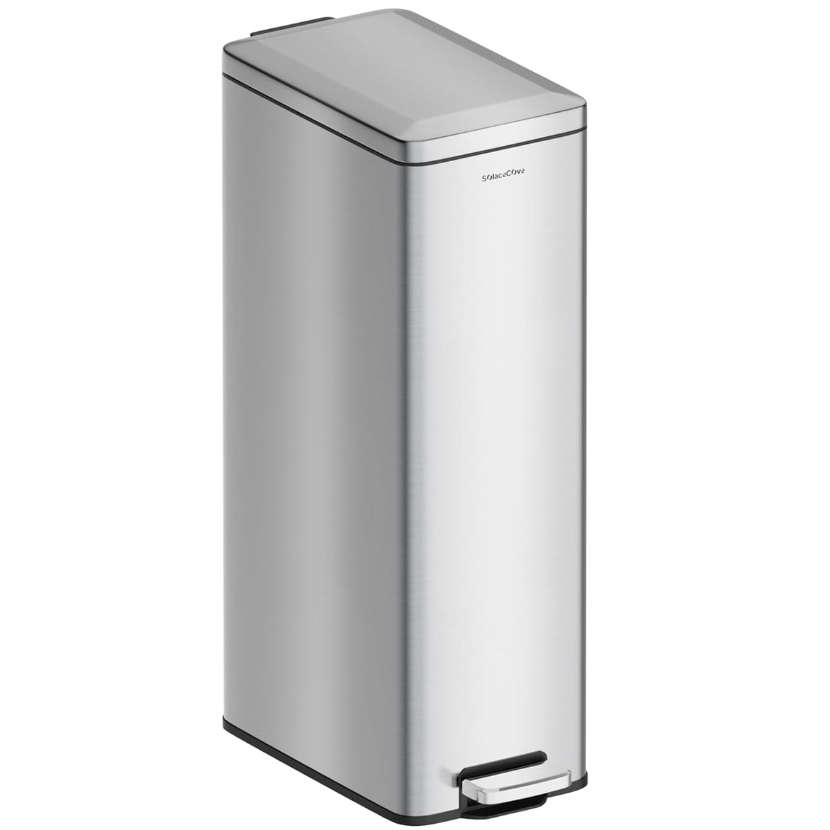 8 gallon/30L Slim Stainless Steel Garbage Can with Soft Close lid for Small Spaces，Pedal Fingerprint Proof Trash Bin with Removable Inner Bucket for Kitchen