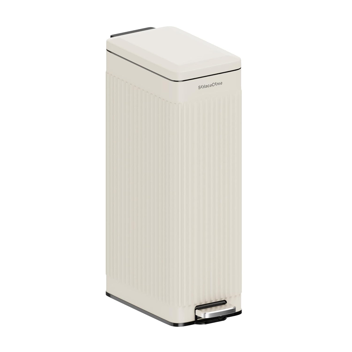 8 gallon/30L Slim Stainless Steel Garbage Can with Soft Close lid for Small Spaces，Pedal Fingerprint Proof Trash Bin with Removable Inner Bucket for Kitchen