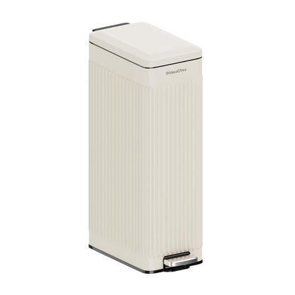 8 gallon/30L Slim Stainless Steel Garbage Can with Soft Close lid for Small Spaces，Pedal Fingerprint Proof Trash Bin with Removable Inner Bucket for Kitchen