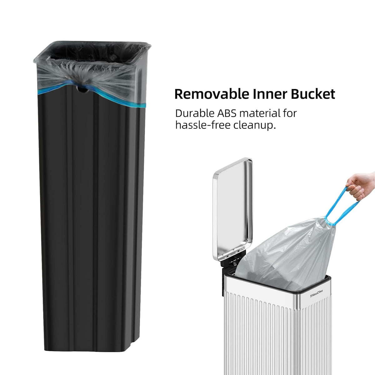 8 gallon/30L Slim Stainless Steel Garbage Can with Soft Close lid for Small Spaces，Pedal Fingerprint Proof Trash Bin with Removable Inner Bucket for Kitchen