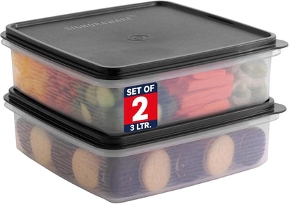 Plastic Storage Containers with Lids – 2-Pack 3L Cupcake Carrier – Leakproof Cookie Storage Containers Airtight – BPA-Free Plastic Containers with Lids for Food Storage, Meal Prep, Leftovers, Cupcakes