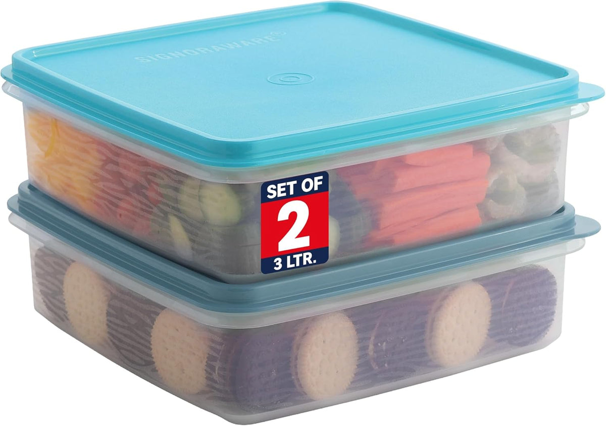 Plastic Storage Containers with Lids – 2-Pack 3L Cupcake Carrier – Leakproof Cookie Storage Containers Airtight – BPA-Free Plastic Containers with Lids for Food Storage, Meal Prep, Leftovers, Cupcakes