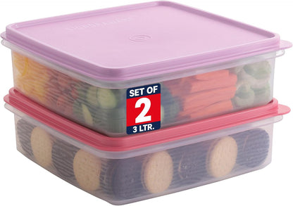 Plastic Storage Containers with Lids – 2-Pack 3L Cupcake Carrier – Leakproof Cookie Storage Containers Airtight – BPA-Free Plastic Containers with Lids for Food Storage, Meal Prep, Leftovers, Cupcakes