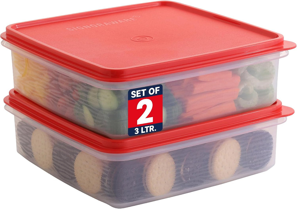 Plastic Storage Containers with Lids – 2-Pack 3L Cupcake Carrier – Leakproof Cookie Storage Containers Airtight – BPA-Free Plastic Containers with Lids for Food Storage, Meal Prep, Leftovers, Cupcakes