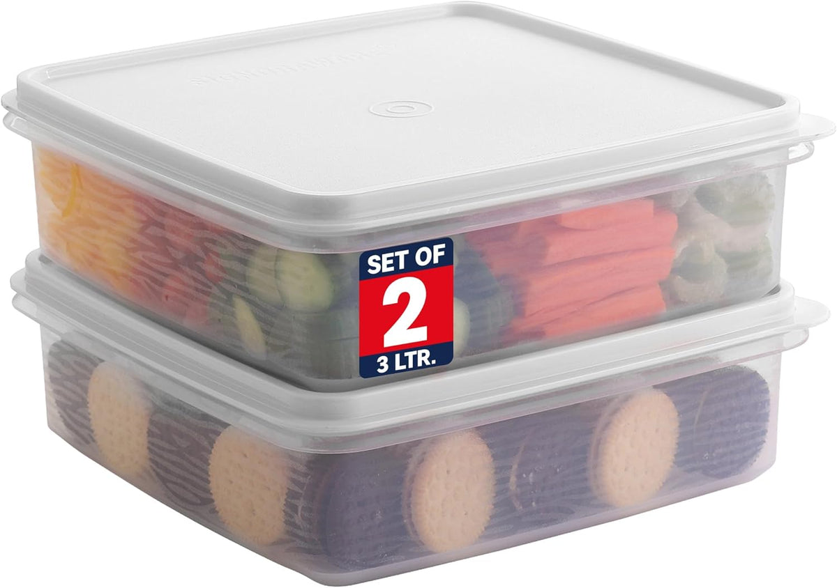 Plastic Storage Containers with Lids – 2-Pack 3L Cupcake Carrier – Leakproof Cookie Storage Containers Airtight – BPA-Free Plastic Containers with Lids for Food Storage, Meal Prep, Leftovers, Cupcakes