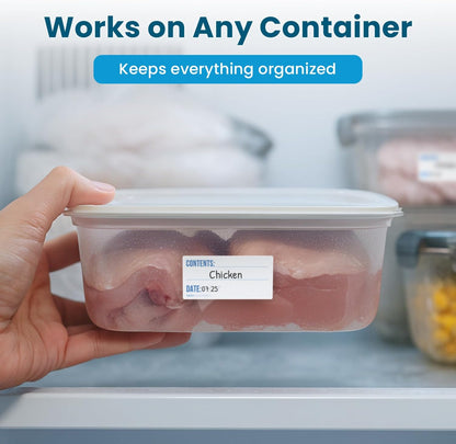 Freezer Labels 1x2 in 200/Roll, Dissolvable Fill in Canning Jar Stickers | Preprinted write on lines, use pen or marker, containers, bottles, food storage, meal prep, pantry, peels clean, no residue