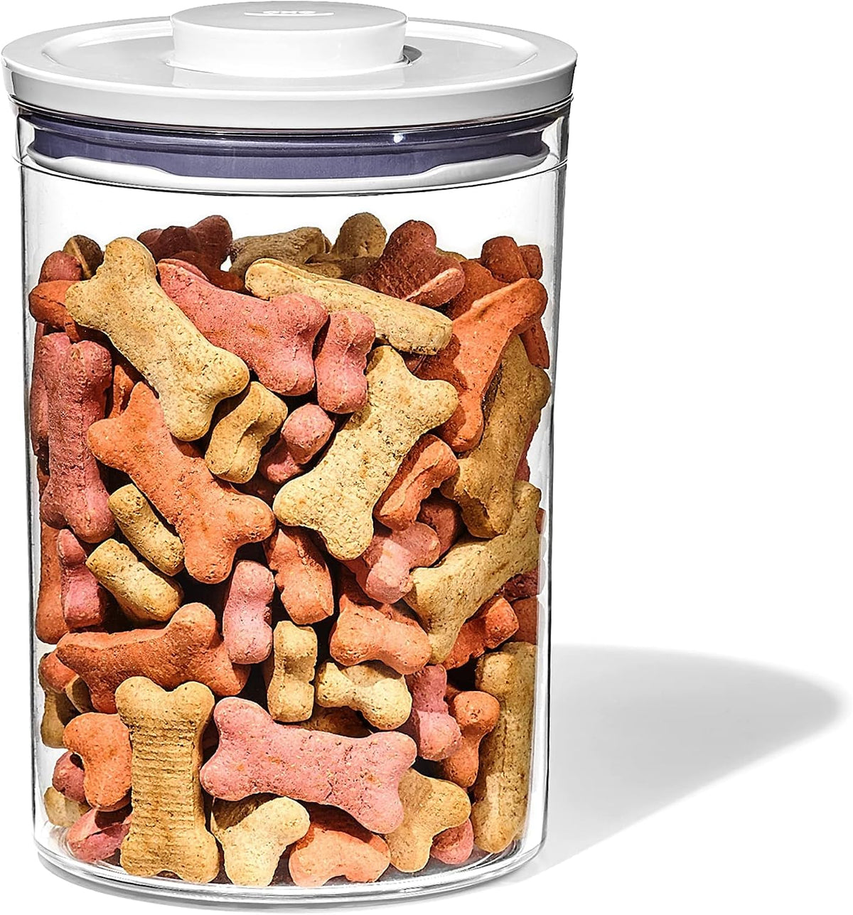 Good Grips Pet POP Container – 6.0 Qt/5.7 L with Half Scoop, Ideal for up to 6.5lbs of Dog Food or 4.5lbs of Cat Food, Airtight Dog and Cat Food Storage Container, BPA Free, Clear