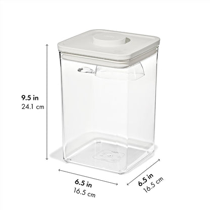 Good Grips Pet POP Container – 6.0 Qt/5.7 L with Half Scoop, Ideal for up to 6.5lbs of Dog Food or 4.5lbs of Cat Food, Airtight Dog and Cat Food Storage Container, BPA Free, Clear