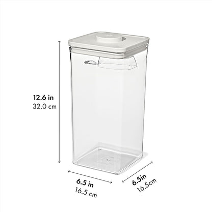 Good Grips Pet POP Container – 6.0 Qt/5.7 L with Half Scoop, Ideal for up to 6.5lbs of Dog Food or 4.5lbs of Cat Food, Airtight Dog and Cat Food Storage Container, BPA Free, Clear