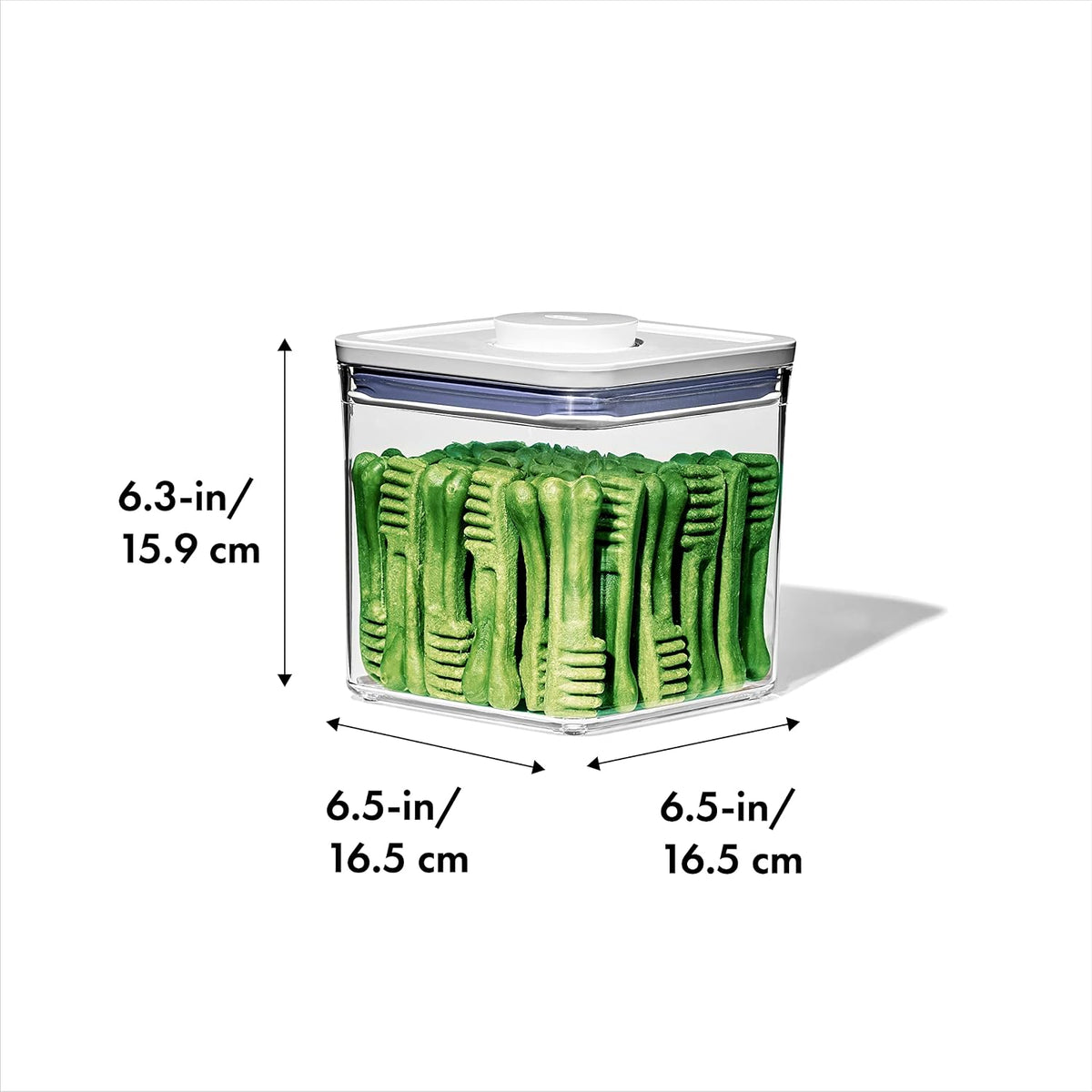 Good Grips Pet POP Container – 6.0 Qt/5.7 L with Half Scoop, Ideal for up to 6.5lbs of Dog Food or 4.5lbs of Cat Food, Airtight Dog and Cat Food Storage Container, BPA Free, Clear