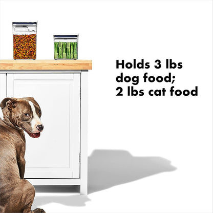 Good Grips Pet POP Container – 6.0 Qt/5.7 L with Half Scoop, Ideal for up to 6.5lbs of Dog Food or 4.5lbs of Cat Food, Airtight Dog and Cat Food Storage Container, BPA Free, Clear