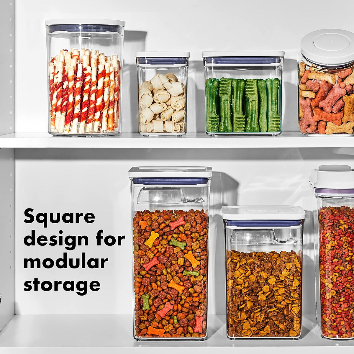 Good Grips Pet POP Container – 6.0 Qt/5.7 L with Half Scoop, Ideal for up to 6.5lbs of Dog Food or 4.5lbs of Cat Food, Airtight Dog and Cat Food Storage Container, BPA Free, Clear