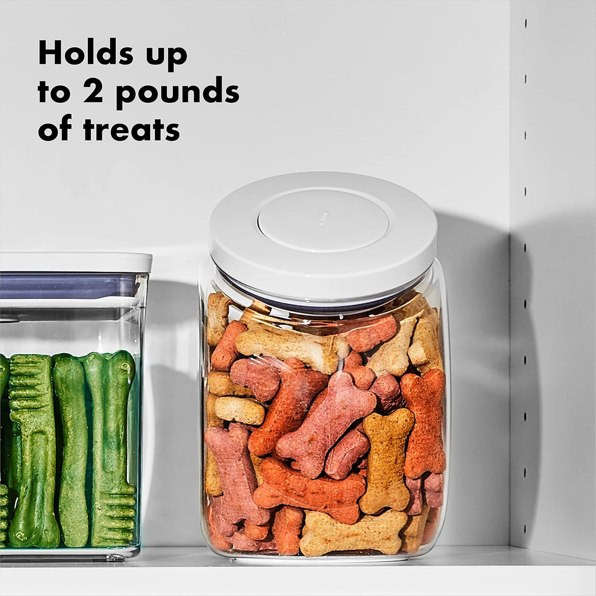 Good Grips Pet POP Container – 6.0 Qt/5.7 L with Half Scoop, Ideal for up to 6.5lbs of Dog Food or 4.5lbs of Cat Food, Airtight Dog and Cat Food Storage Container, BPA Free, Clear
