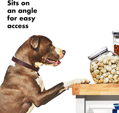Good Grips Pet POP Container – 6.0 Qt/5.7 L with Half Scoop, Ideal for up to 6.5lbs of Dog Food or 4.5lbs of Cat Food, Airtight Dog and Cat Food Storage Container, BPA Free, Clear