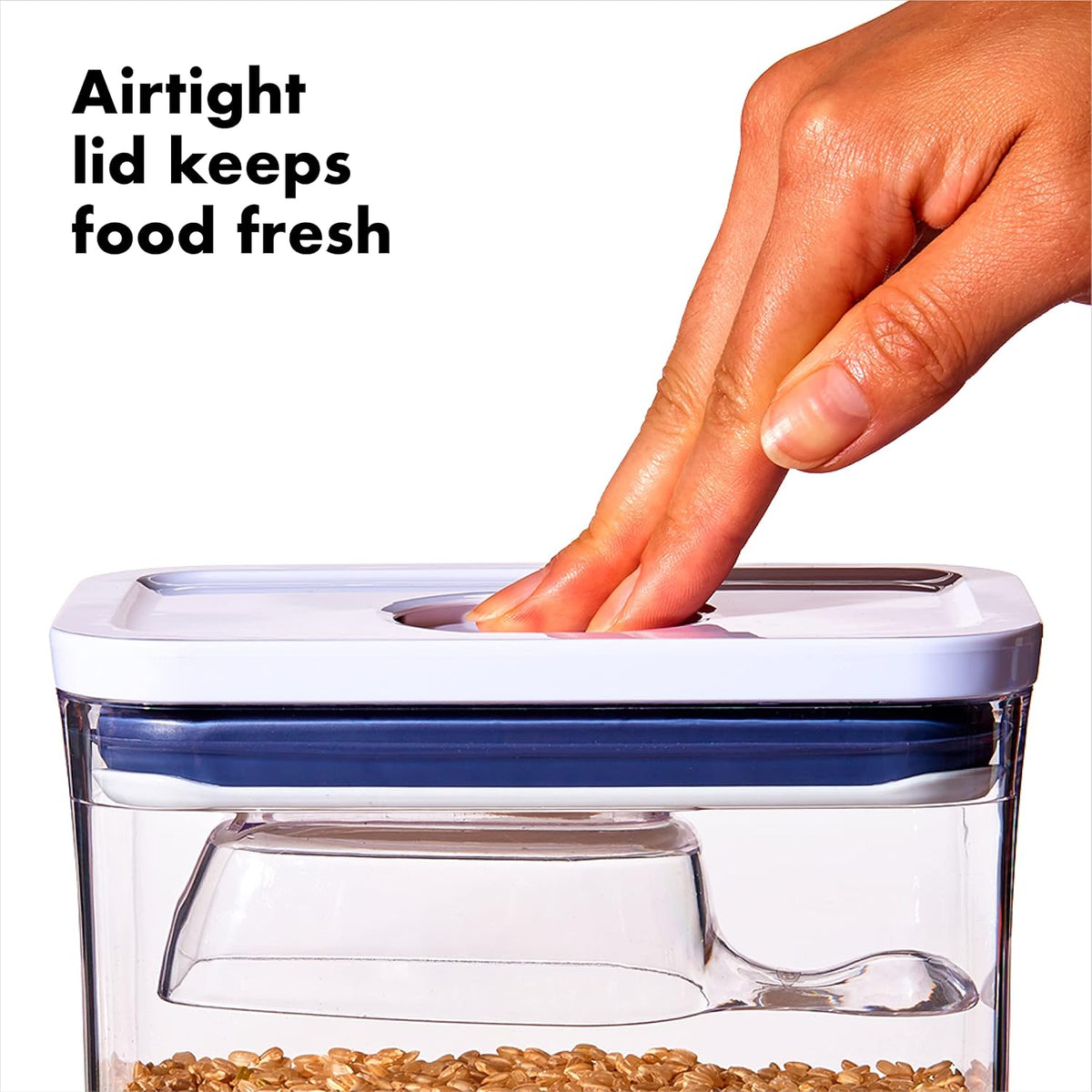 Good Grips Pet POP Container – 6.0 Qt/5.7 L with Half Scoop, Ideal for up to 6.5lbs of Dog Food or 4.5lbs of Cat Food, Airtight Dog and Cat Food Storage Container, BPA Free, Clear