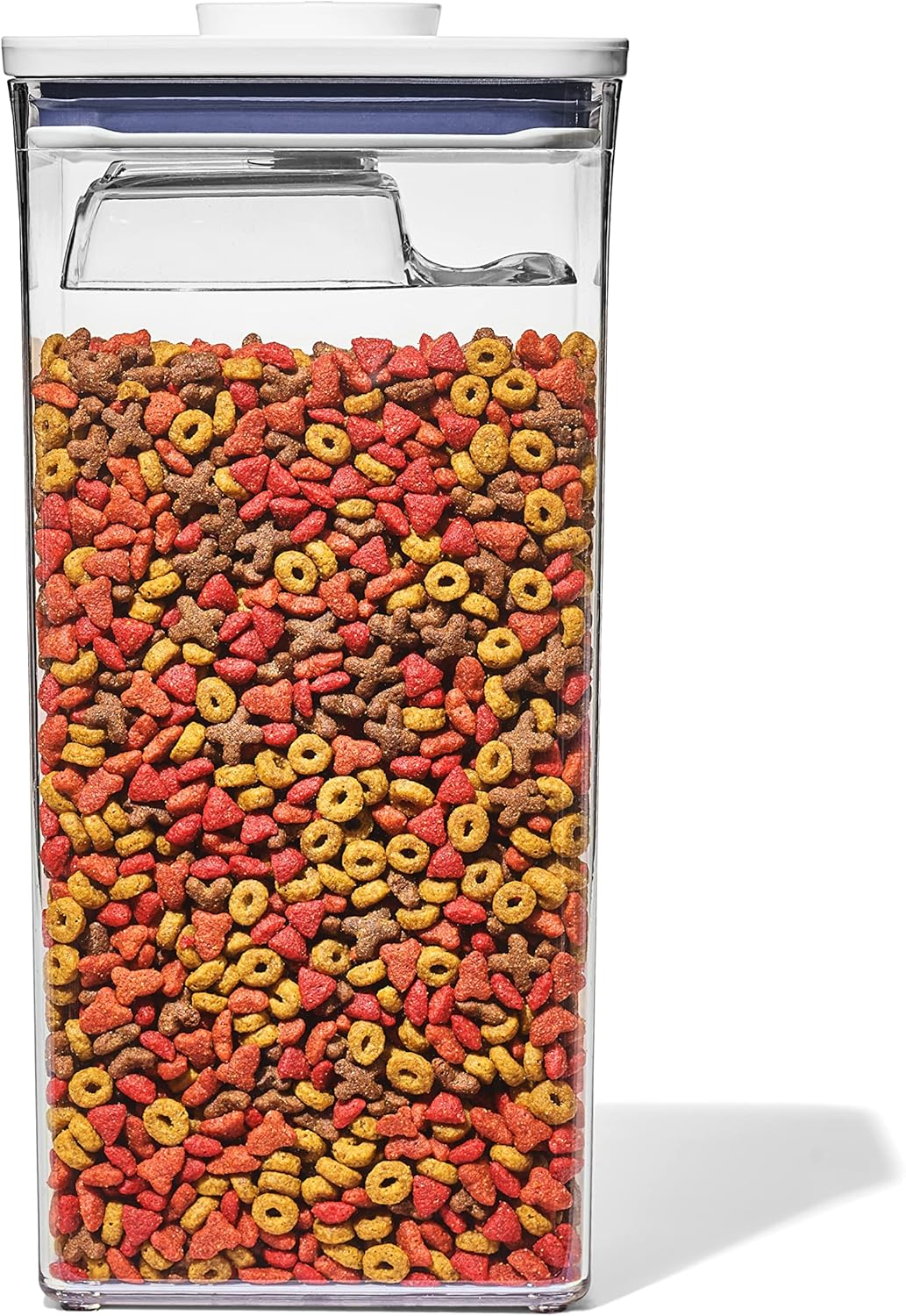 Good Grips Pet POP Container – 6.0 Qt/5.7 L with Half Scoop, Ideal for up to 6.5lbs of Dog Food or 4.5lbs of Cat Food, Airtight Dog and Cat Food Storage Container, BPA Free, Clear
