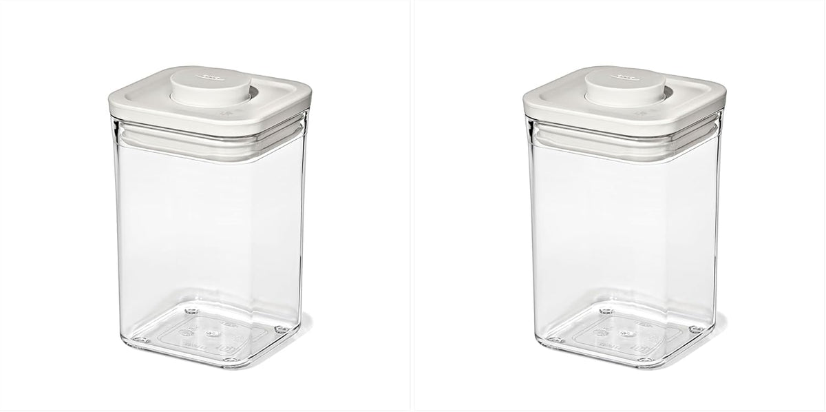 Good Grips Pet POP Container – 6.0 Qt/5.7 L with Half Scoop, Ideal for up to 6.5lbs of Dog Food or 4.5lbs of Cat Food, Airtight Dog and Cat Food Storage Container, BPA Free, Clear
