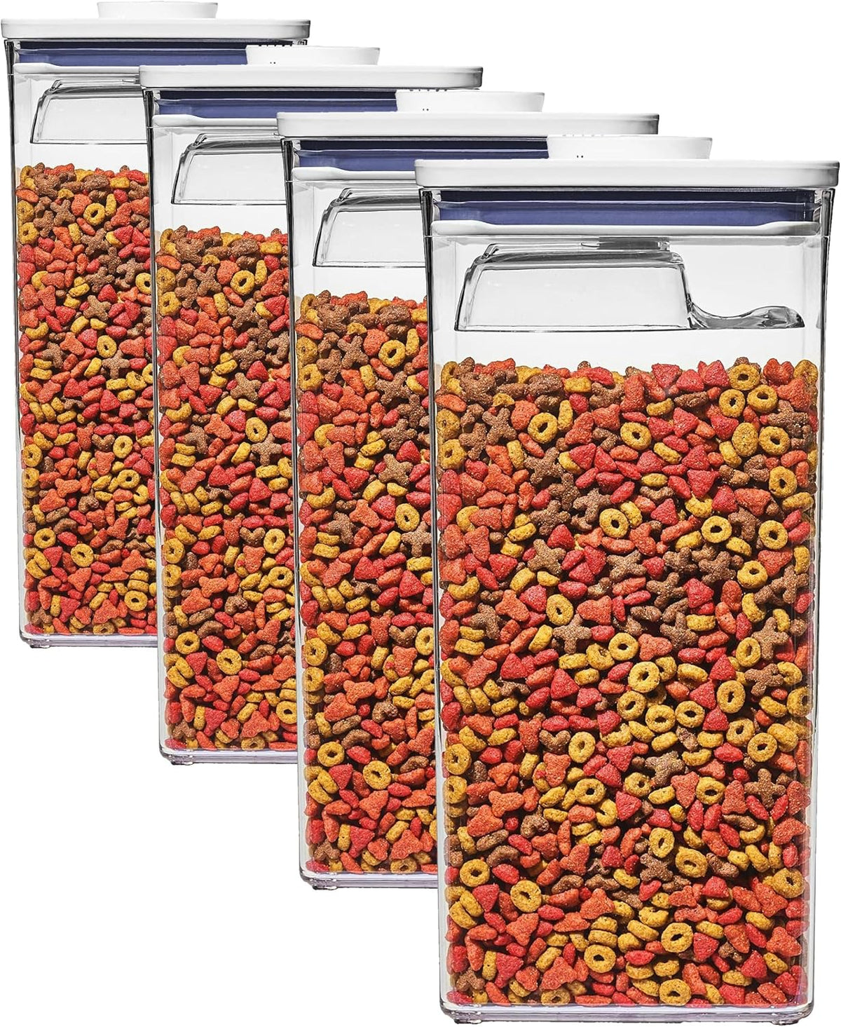 Good Grips Pet POP Container – 6.0 Qt/5.7 L with Half Scoop, Ideal for up to 6.5lbs of Dog Food or 4.5lbs of Cat Food, Airtight Dog and Cat Food Storage Container, BPA Free, Clear