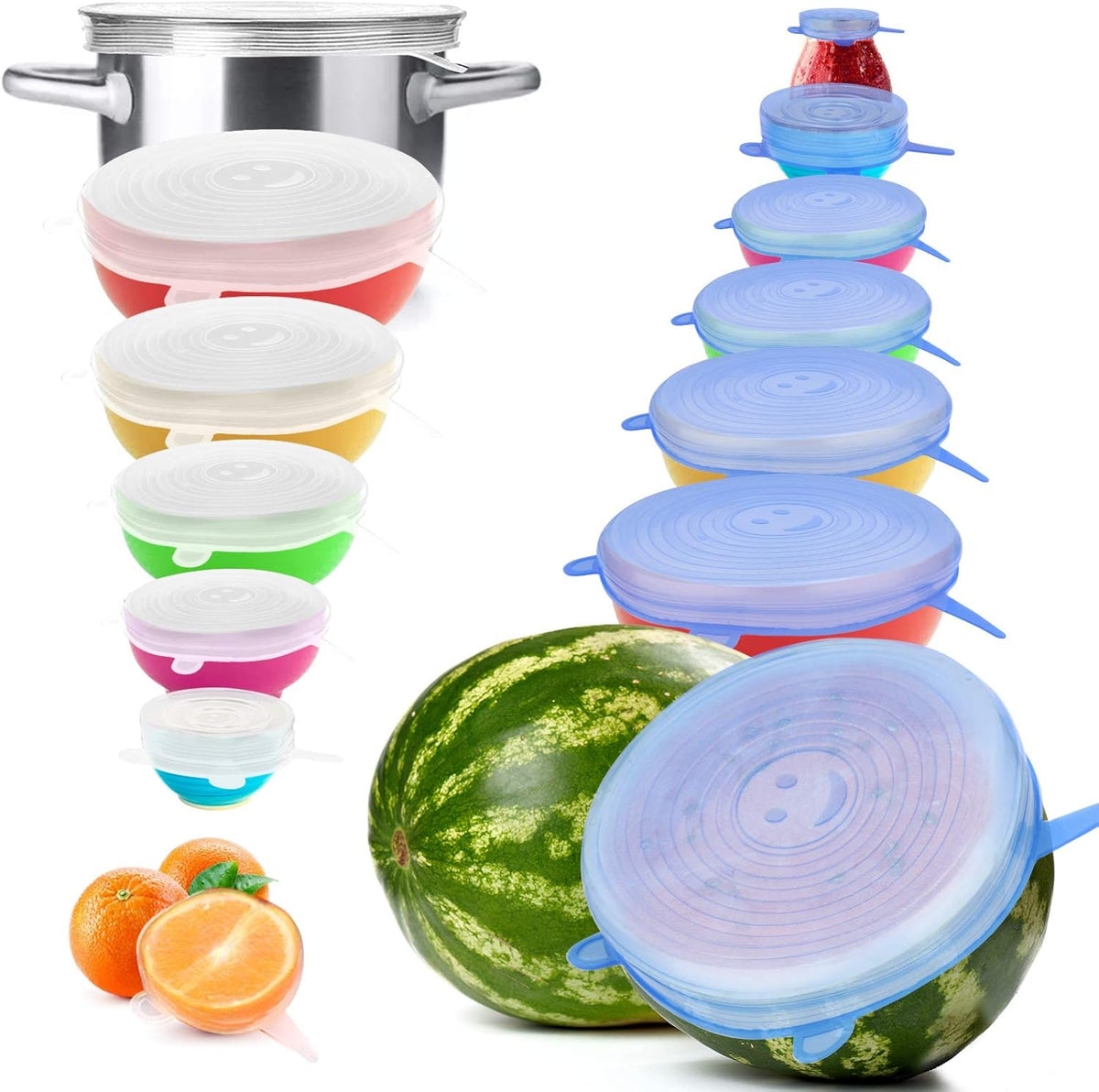 Silicone Stretch Lids, 14 PCS 7 Sizes Reusable Bowl Covers for Food Storage