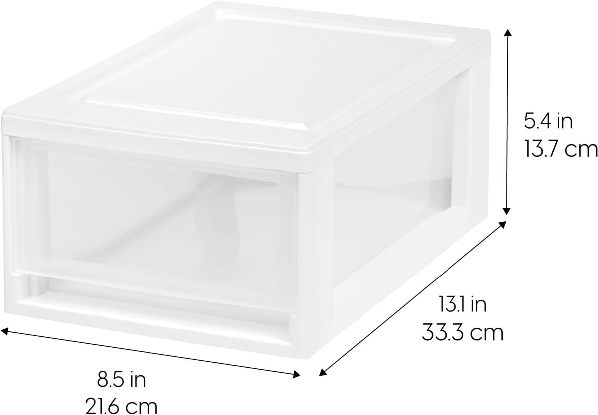 4-Pack, 6 Qt. Small Stacking Drawer Storage Organizer, White | Organize craft supplies, accessories, office items, and small essentials around your home with separate storage spaces