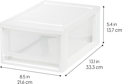 4-Pack, 6 Qt. Small Stacking Drawer Storage Organizer, White | Organize craft supplies, accessories, office items, and small essentials around your home with separate storage spaces