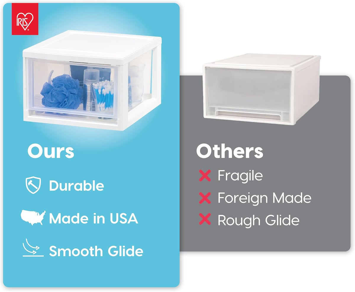 4-Pack, 6 Qt. Small Stacking Drawer Storage Organizer, White | Organize craft supplies, accessories, office items, and small essentials around your home with separate storage spaces