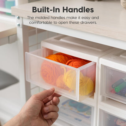 4-Pack, 6 Qt. Small Stacking Drawer Storage Organizer, White | Organize craft supplies, accessories, office items, and small essentials around your home with separate storage spaces