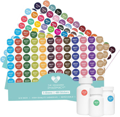 Expiration Dates Stickers System, 2027-2031 | 5 Year Supply, 480 Color Coded Labels, 2027-2031, Pharmacy Inventory & Chemistry & Food Management