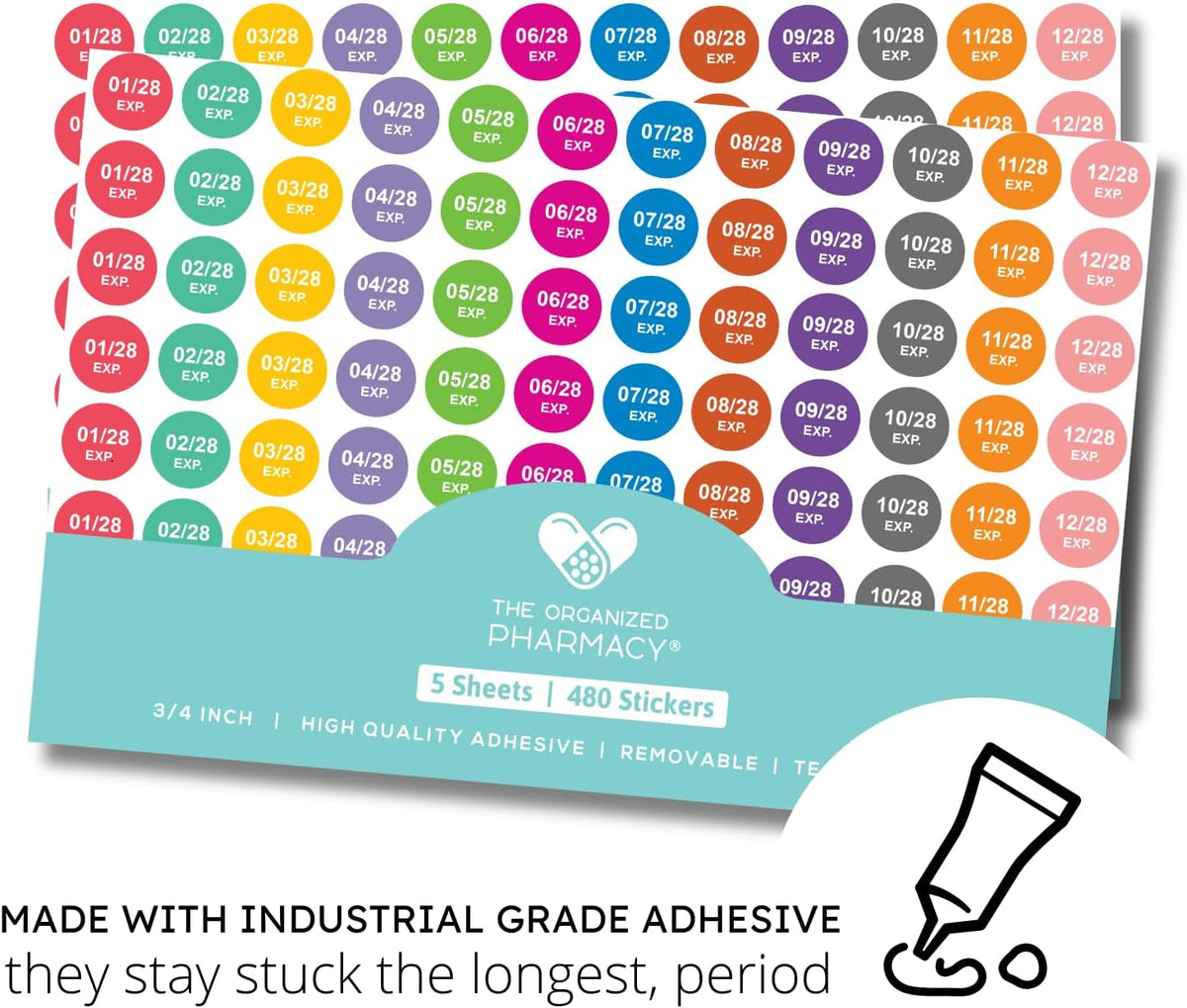 Expiration Dates Stickers System, 2027-2031 | 5 Year Supply, 480 Color Coded Labels, 2027-2031, Pharmacy Inventory & Chemistry & Food Management