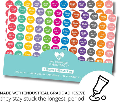 Expiration Dates Stickers System, 2027-2031 | 5 Year Supply, 480 Color Coded Labels, 2027-2031, Pharmacy Inventory & Chemistry & Food Management