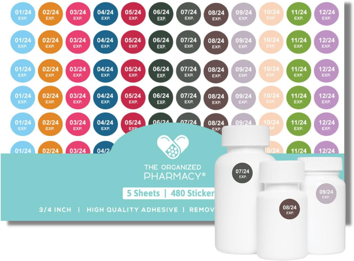 Expiration Dates Stickers System, 2027-2031 | 5 Year Supply, 480 Color Coded Labels, 2027-2031, Pharmacy Inventory & Chemistry & Food Management