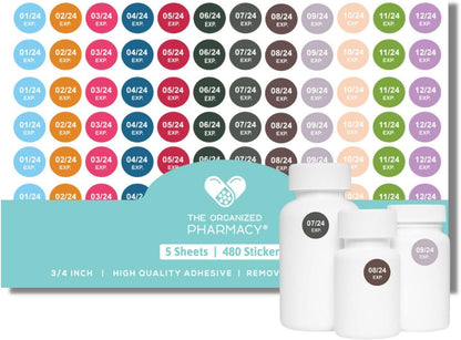 Expiration Dates Stickers System, 2027-2031 | 5 Year Supply, 480 Color Coded Labels, 2027-2031, Pharmacy Inventory & Chemistry & Food Management