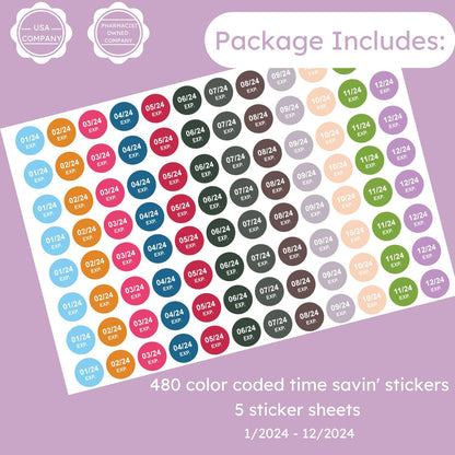 Expiration Dates Stickers System, 2027-2031 | 5 Year Supply, 480 Color Coded Labels, 2027-2031, Pharmacy Inventory & Chemistry & Food Management