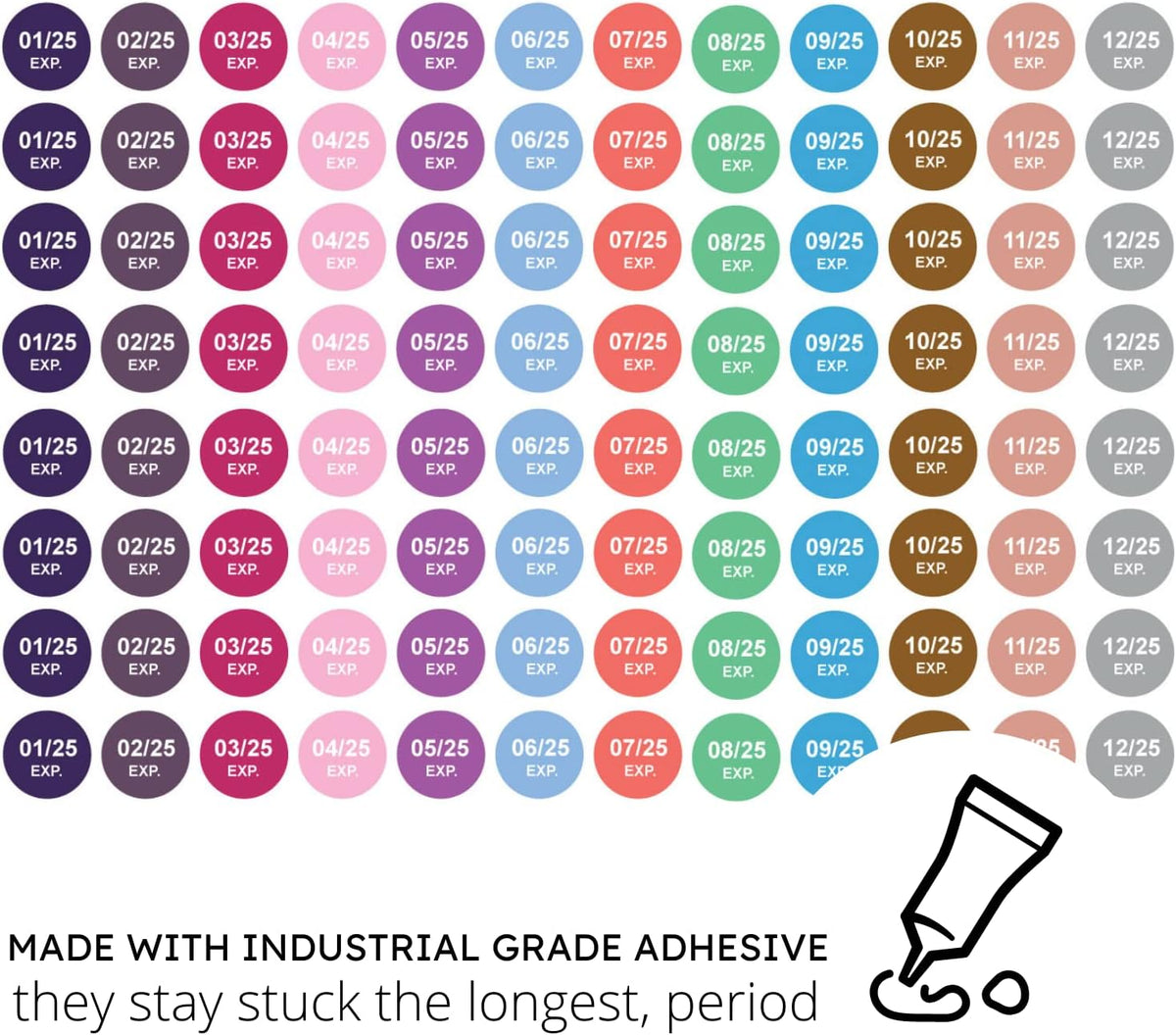 Expiration Dates Stickers System, 2027-2031 | 5 Year Supply, 480 Color Coded Labels, 2027-2031, Pharmacy Inventory & Chemistry & Food Management