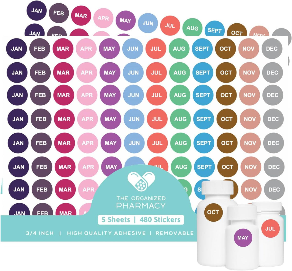 Expiration Dates Stickers System, 2027-2031 | 5 Year Supply, 480 Color Coded Labels, 2027-2031, Pharmacy Inventory & Chemistry & Food Management
