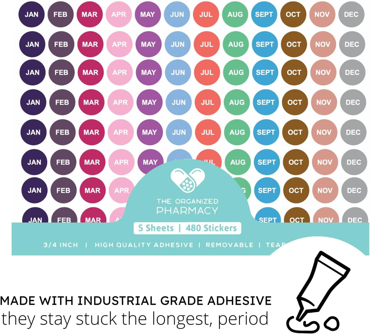 Expiration Dates Stickers System, 2027-2031 | 5 Year Supply, 480 Color Coded Labels, 2027-2031, Pharmacy Inventory & Chemistry & Food Management