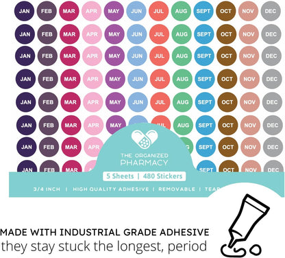 Expiration Dates Stickers System, 2027-2031 | 5 Year Supply, 480 Color Coded Labels, 2027-2031, Pharmacy Inventory & Chemistry & Food Management