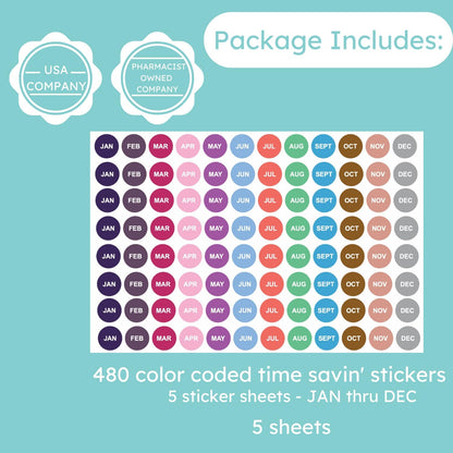 Expiration Dates Stickers System, 2027-2031 | 5 Year Supply, 480 Color Coded Labels, 2027-2031, Pharmacy Inventory & Chemistry & Food Management