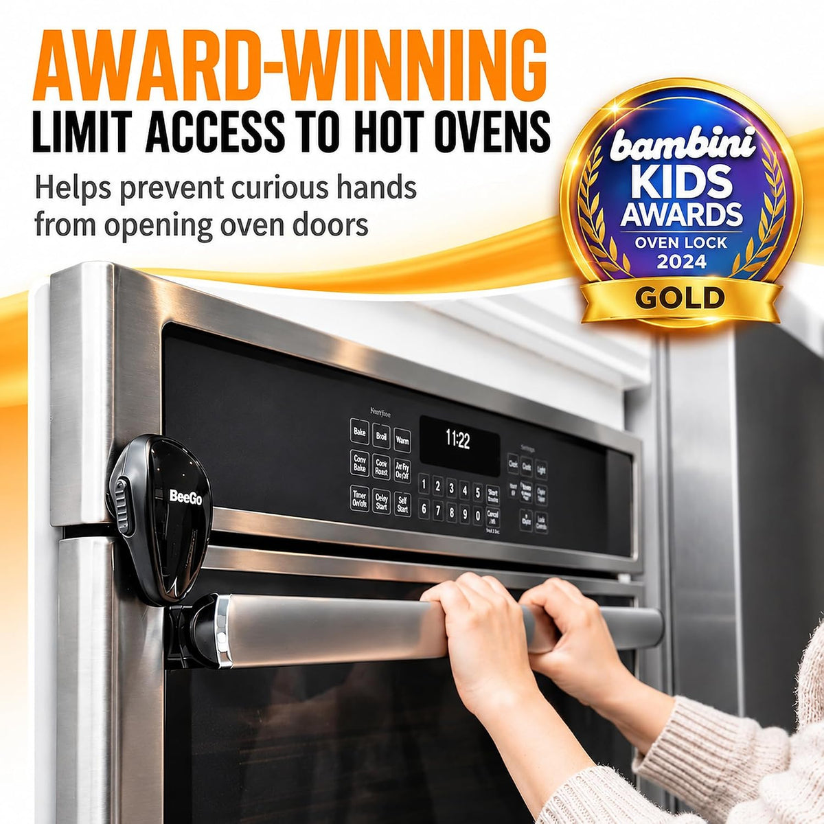 Oven Lock Child Safety, Heat Resistant No Drill Baby Proof Door Latch