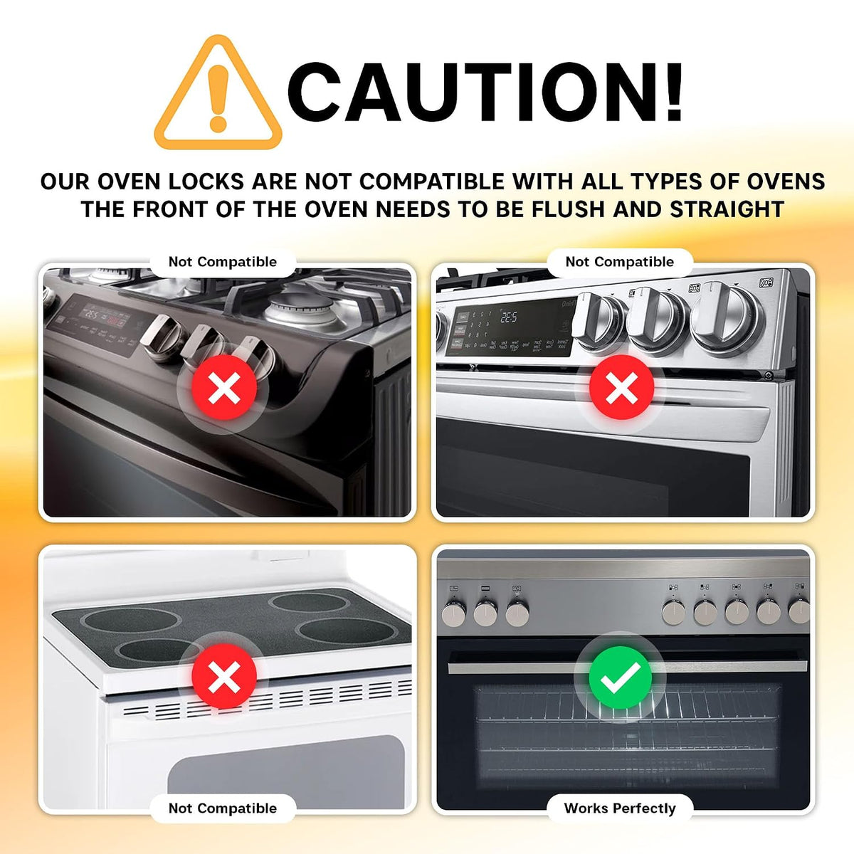 Oven Lock Child Safety, Heat Resistant No Drill Baby Proof Door Latch