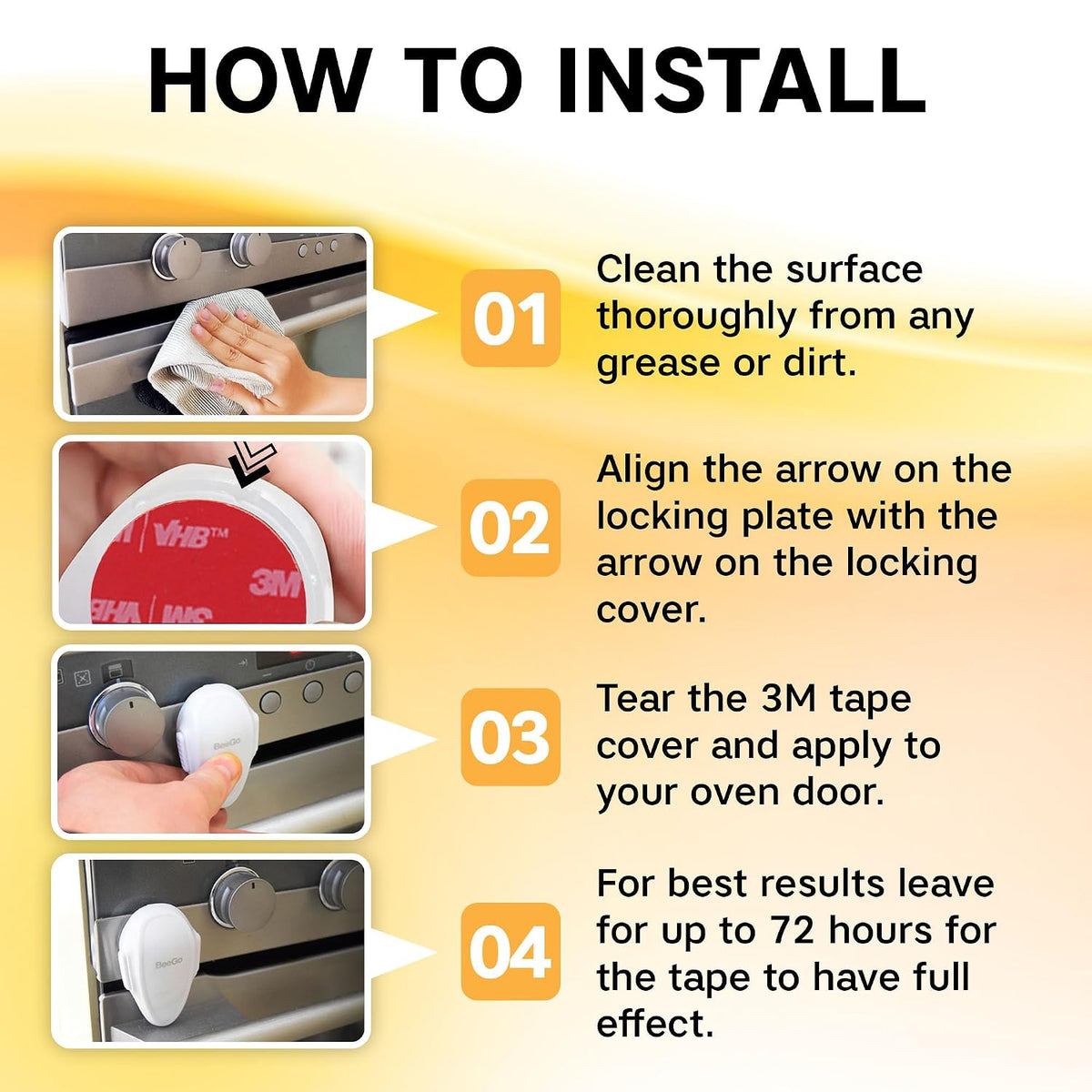 Oven Lock Child Safety, Heat Resistant No Drill Baby Proof Door Latch