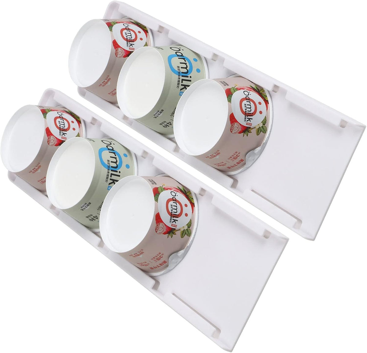 Yogurt Organizer for Fridge, Yogurt Holder for Refrigerator Greek and Vegan Yogurt Organizer Slider Yogurt Organizer Sliding Yogurt Holder w/Adhesive Tapes for 4 Yogurts of 3.75 inch