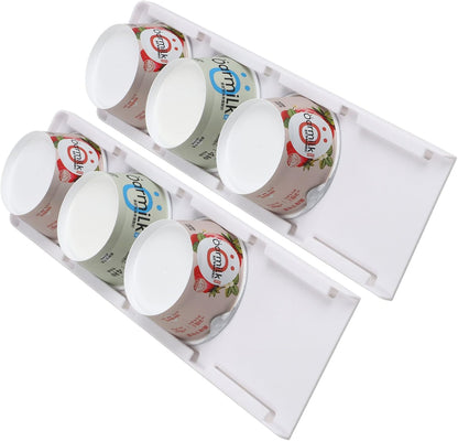 Yogurt Organizer for Fridge, Yogurt Holder for Refrigerator Greek and Vegan Yogurt Organizer Slider Yogurt Organizer Sliding Yogurt Holder w/Adhesive Tapes for 4 Yogurts of 3.75 inch