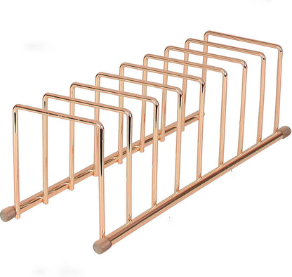 FitWell Kitchen Bakeware Organizer,Plate Racks,Rack for Plastic Lids,Cutting Boards,Cookie Sheets,Pots & Pans Holder,Compact Kitchen Storage,Cabinet Organizer (Gold)