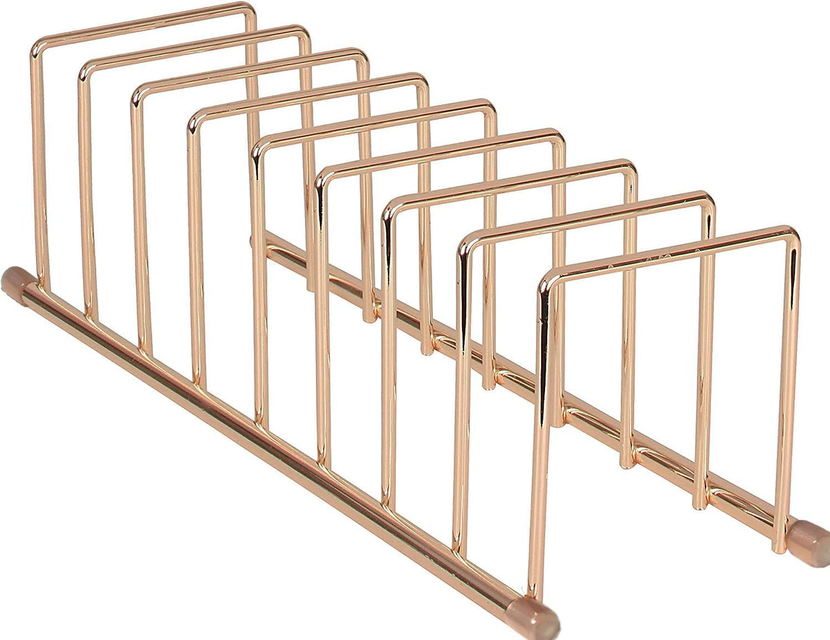 FitWell Kitchen Bakeware Organizer,Plate Racks,Rack for Plastic Lids,Cutting Boards,Cookie Sheets,Pots & Pans Holder,Compact Kitchen Storage,Cabinet Organizer (Gold)