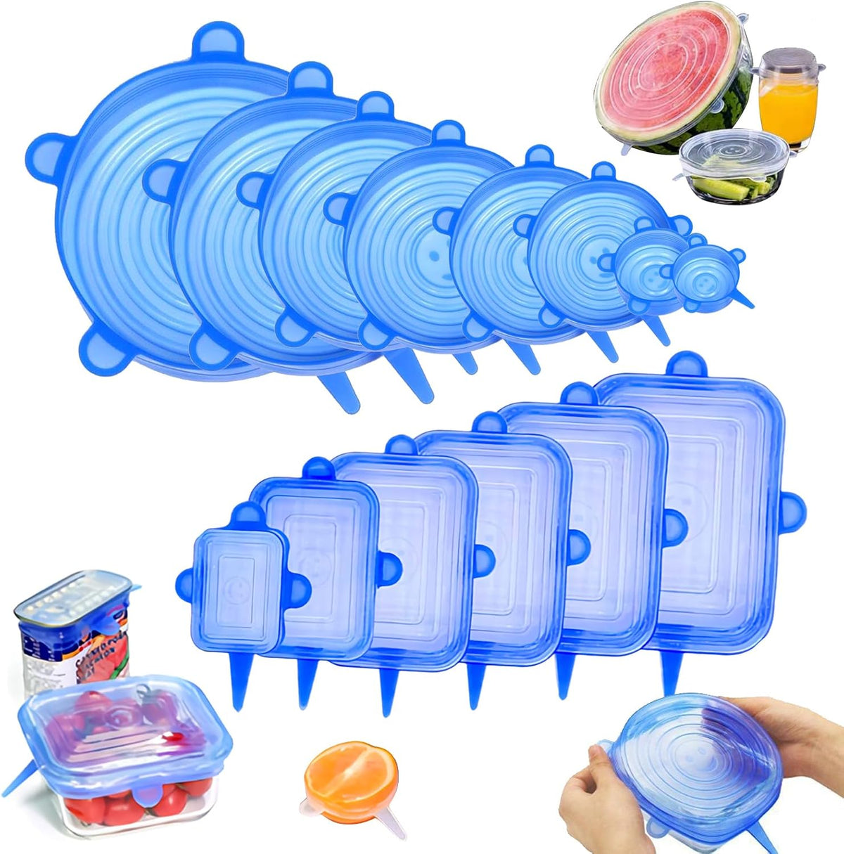 SXunakou 14 Piece Stretchable Silicone Fresh-Keeping Cover (Blue)