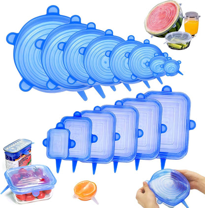 SXunakou 14 Piece Stretchable Silicone Fresh-Keeping Cover (Blue)