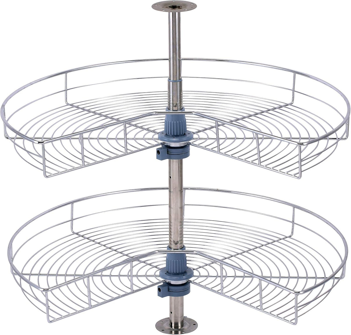 Dowell Base Cabinet Kidney Shape Dia.28 270° Lazy Susan, 2 Shelves, Kitchen Base Corner Cabinet Organizer (Chrome 4001 270 28)