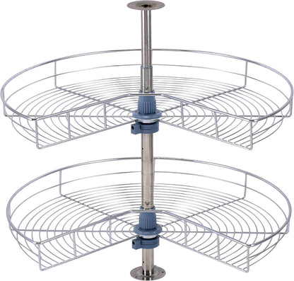 Dowell Base Cabinet Kidney Shape Dia.28 270° Lazy Susan, 2 Shelves, Kitchen Base Corner Cabinet Organizer (Chrome 4001 270 28)